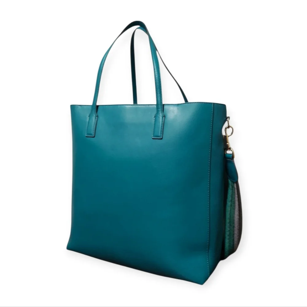 Anya Hindmarch Teal Smile Perforated Leather Tote